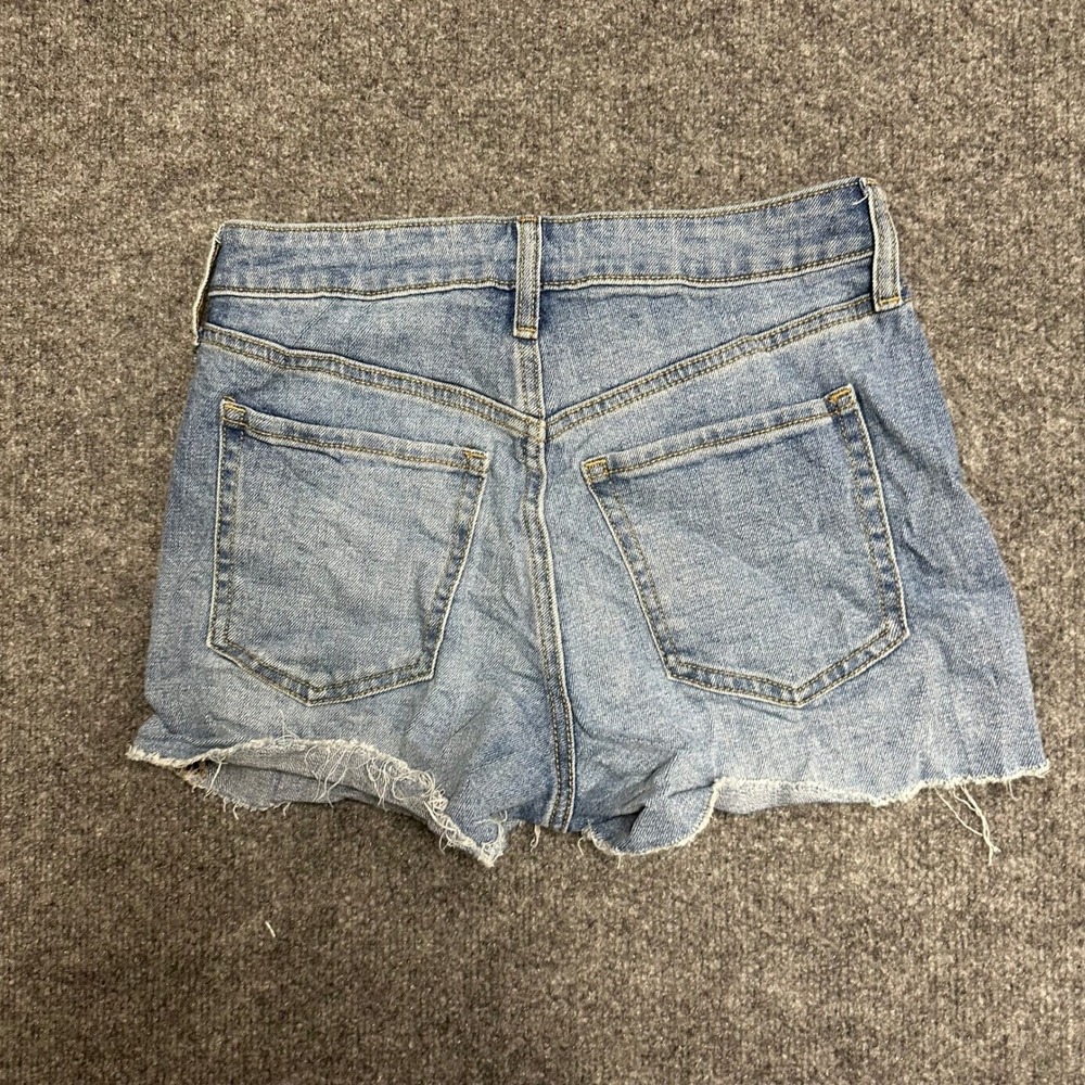 Old Navy Shorts Womens Size 4 Blue OG Straight High Rise Raw Hem Denim Casual